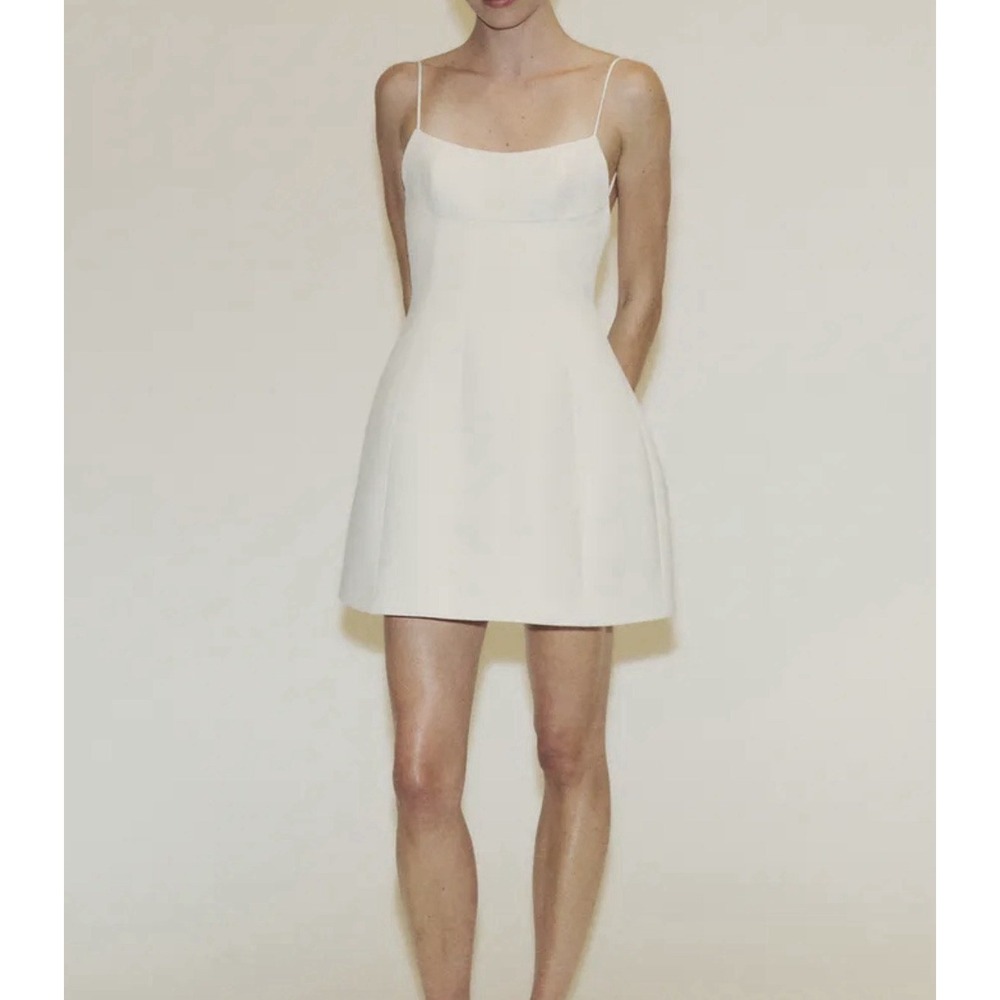 Zara White Cream Mini Dress Open Back Bachelorette Bridal Wedding Party